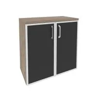 Шкаф низкий широкий (2 низких фасада стекло лакобель черное в раме) ONIX O.ST-3.2R black